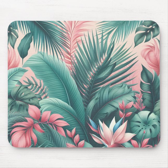 Tropical Paradise Botanical Pattern Mouse Mat (Front)
