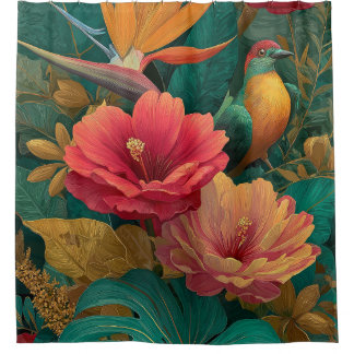 Tropical Paradise Botanical Shower Curtain