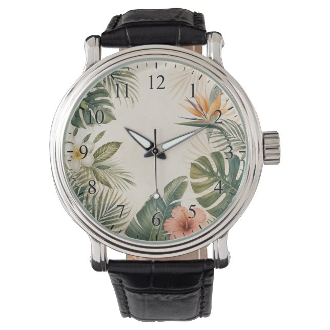 Tropical Paradise Clock Face Watch (Front)