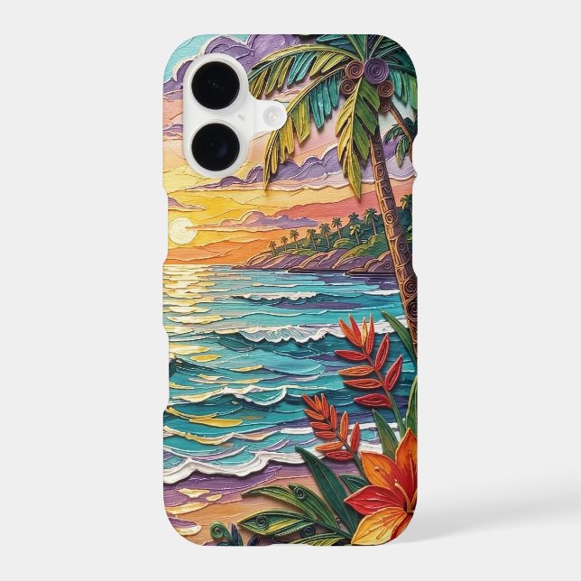 Tropical Paradise | Coastal Beach Scene Impasto (Back)