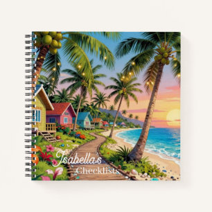 Tropical Paradise Coastal Seaside Cottage Ocean  Notebook