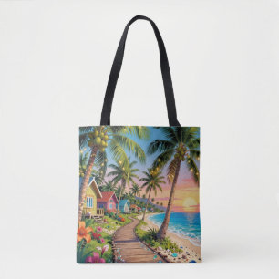 Tropical Paradise Coastal Seaside Cottage Ocean Tote Bag