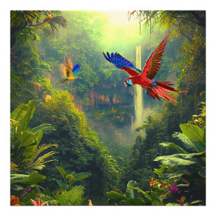 Tropical Paradise – Colorful Macaw Jungle Canvas A Photo Print