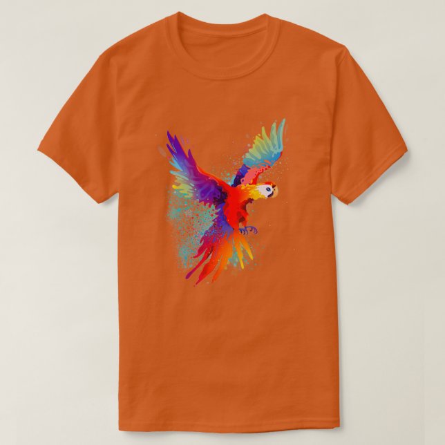 Tropical Paradise Colourful Scarlet Macaws Parrot  T-Shirt (Design Front)