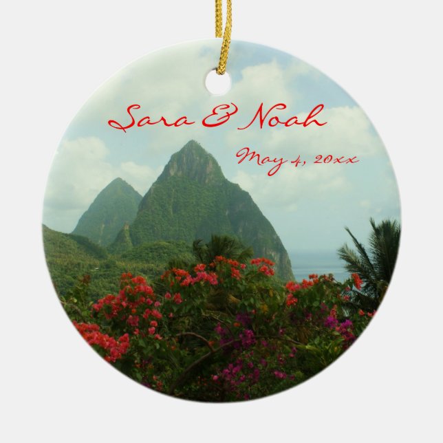Tropical Paradise Customisable Wedding Ornament (Front)