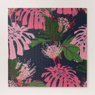 Tropical Paradise: Exotic Leaves and Flowers Jigsaw Puzzle
