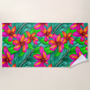 Tropical Paradise Floral Pattern Beach Towel