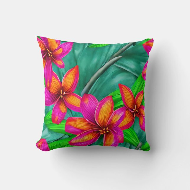 Tropical Paradise Floral Pattern Cushion (Front)