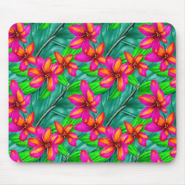 Tropical Paradise Floral Pattern Mouse Mat (Front)