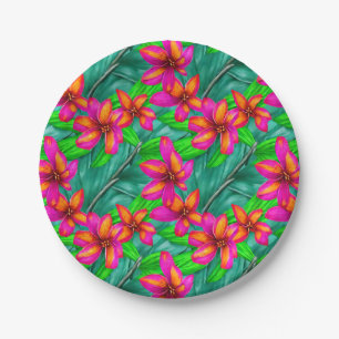 Tropical Paradise Floral Pattern Paper Plate