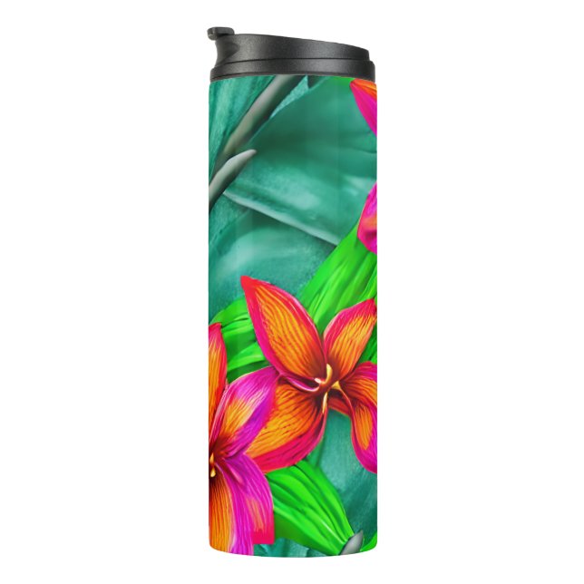 Tropical Paradise Floral Pattern Thermal Tumbler (Rotated Right)