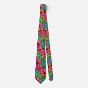 Tropical Paradise Floral Pattern Tie