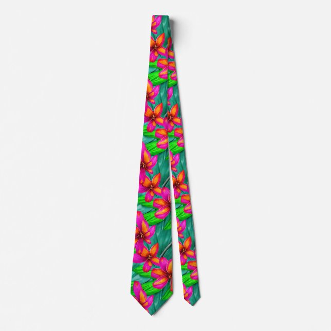 Tropical Paradise Floral Pattern Tie (Front)
