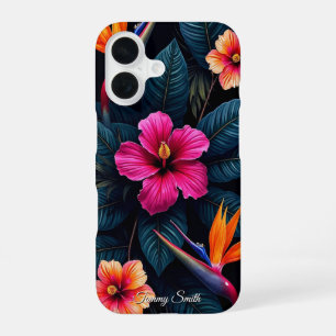 Tropical Paradise Floral Pattern Vibrant Botanic iPhone 16 Case
