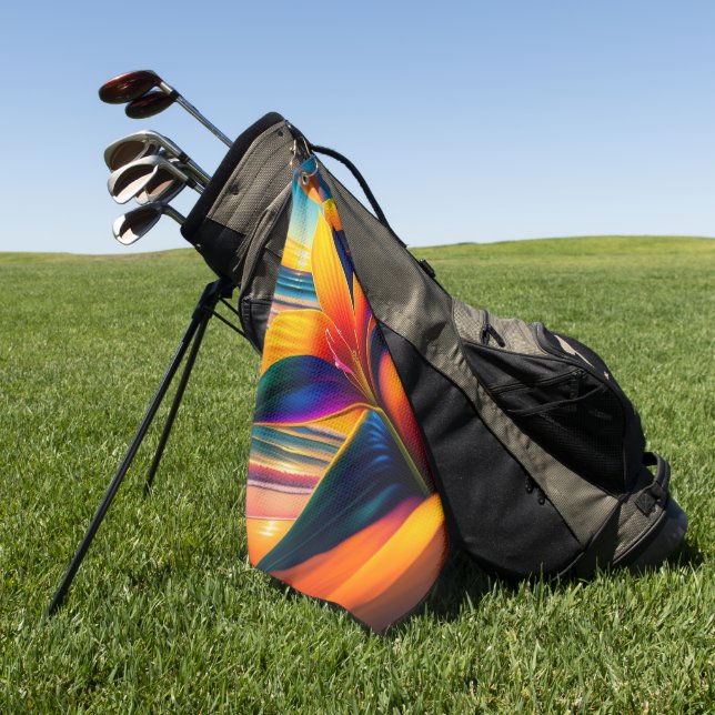 Tropical Paradise Flowers  Golf Towel (Green)