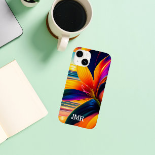 Tropical Paradise Flowers Monogram  Case-Mate iPhone 14 Case