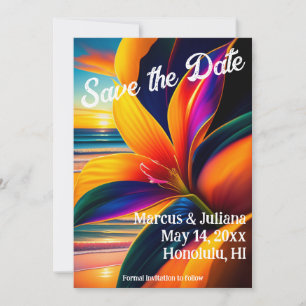 Tropical Paradise Flowers Save the Date