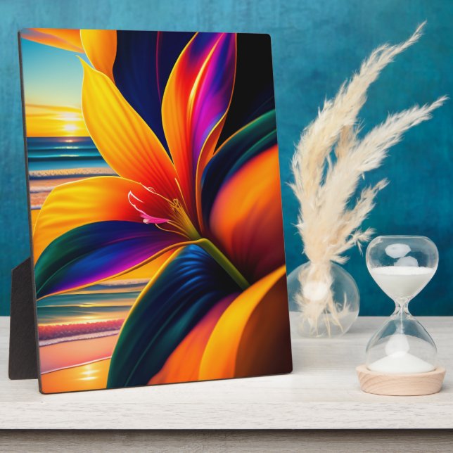 Tropical Paradise Flowers Tabletop Art Plaque (Side)