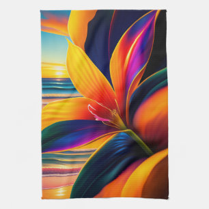 Tropical Paradise Flowers  Tea Towel