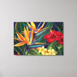 Tropical Paradise Hawaiian 3-Panel Wrapped Canvas