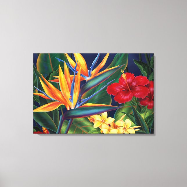 Tropical Paradise Hawaiian 3-Panel Wrapped Canvas (Front)