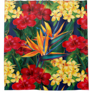 Tropical Paradise Hawaiian Bird of Paradise Shower Curtain