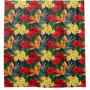 Tropical Paradise Hawaiian Floral Aloha Shirt Shower Curtain