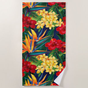 Tropical Paradise Hawaiian Floral Beach Towel