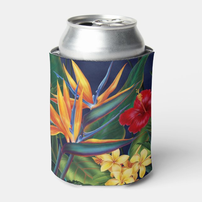 Tropical Paradise Hawaiian Floral Can Cooler (Can Front)