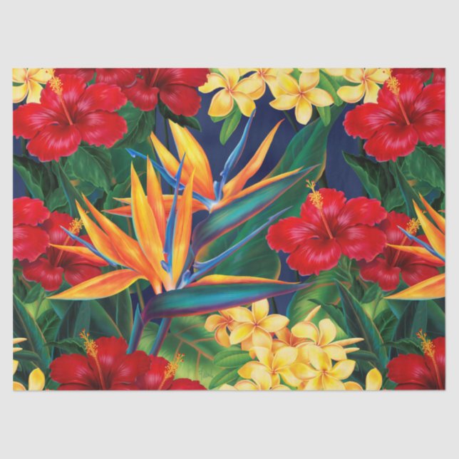 Tropical Paradise Hawaiian Floral Full Size Tissue Paper (Front)
