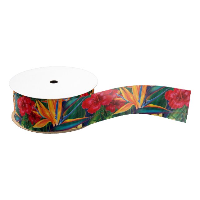 Tropical Paradise Hawaiian Floral Grosgrain Ribbon (Spool)