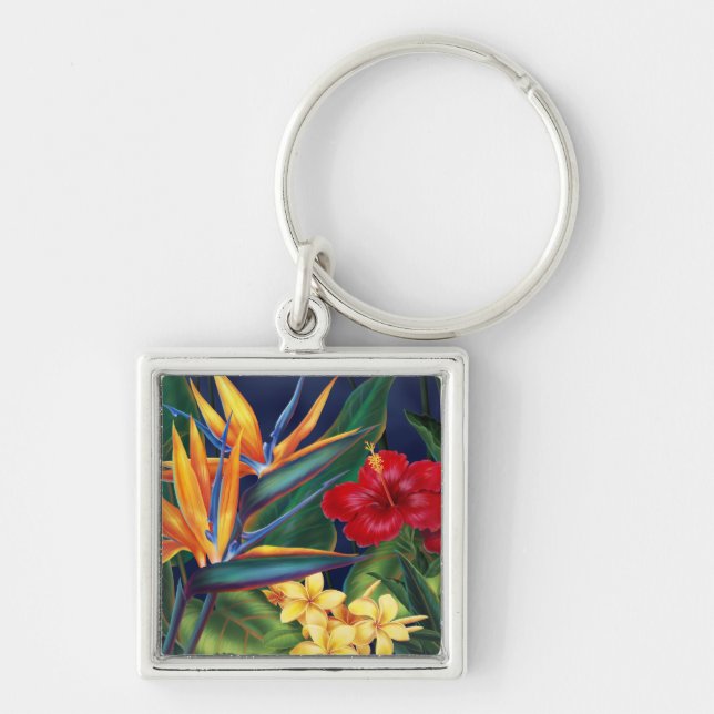 Tropical Paradise Hawaiian Floral Keyrings (Front)