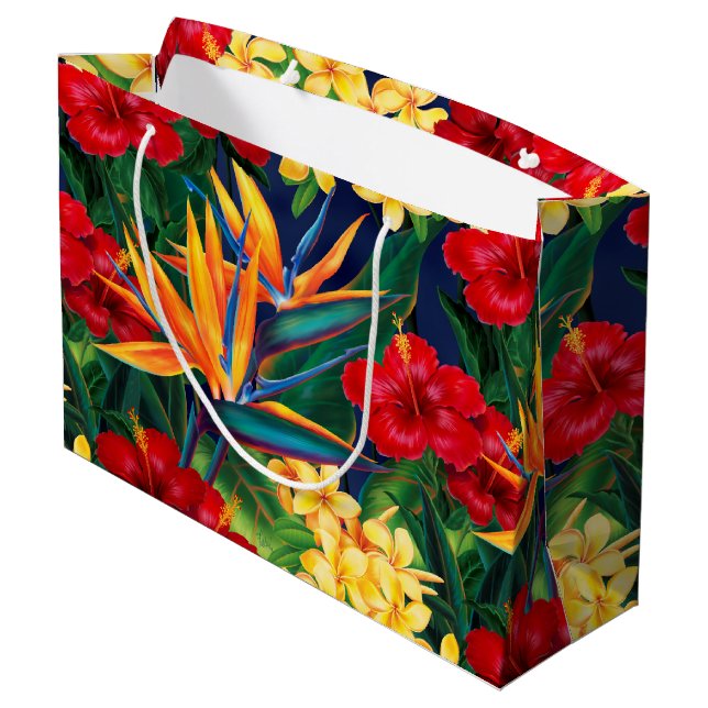 Tropical Paradise Hawaiian Floral Large Gift Bag (Back Angled)