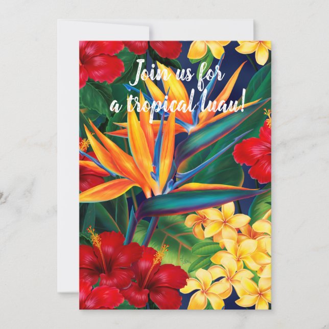 Tropical Paradise Hawaiian Floral Luau Invitation (Front)