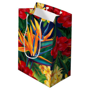 Tropical Paradise Hawaiian Floral Medium Gift Bag
