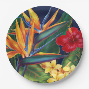 Tropical Paradise Hawaiian Floral Paper Plate