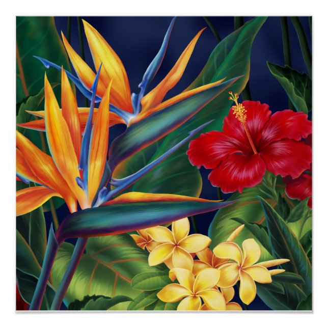 Tropical Paradise Hawaiian Floral Posters (Front)