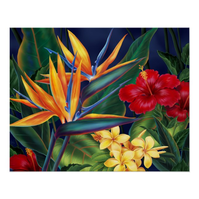 Tropical Paradise Hawaiian Floral Posters (Front)