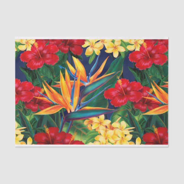 Tropical Paradise Hawaiian Floral Tissue Paper (Front)