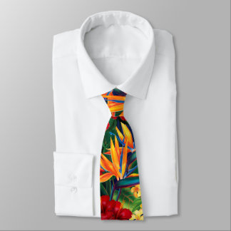 Tropical Paradise Hawaiian Floral Two-Sided Tie