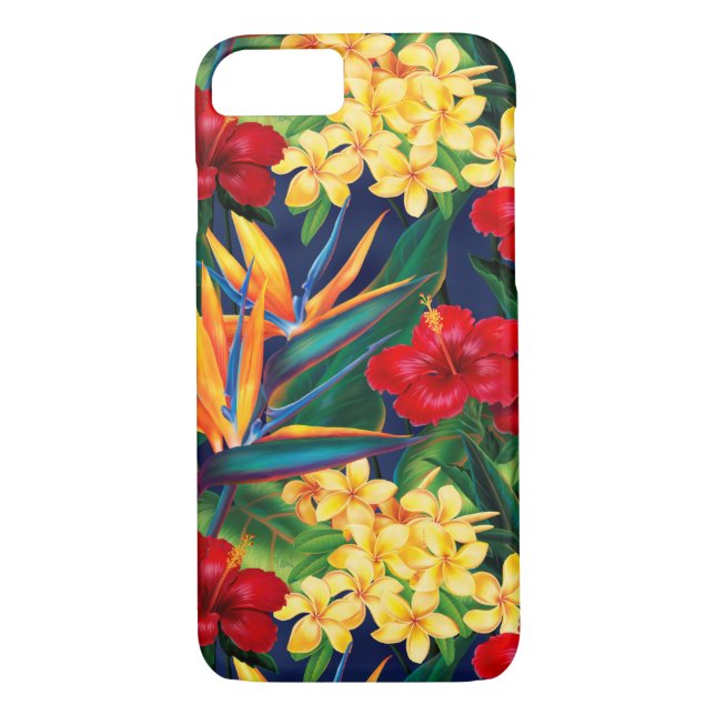 Tropical Paradise Hawaiian Floral Vertical Case-Mate iPhone Case (Back)