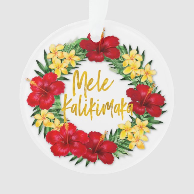 Tropical Paradise Hawaiian Holiday Wreath Ornament (Front)