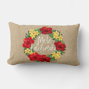 Tropical Paradise Hawaiian Holiday Wreath Reverse Lumbar Cushion