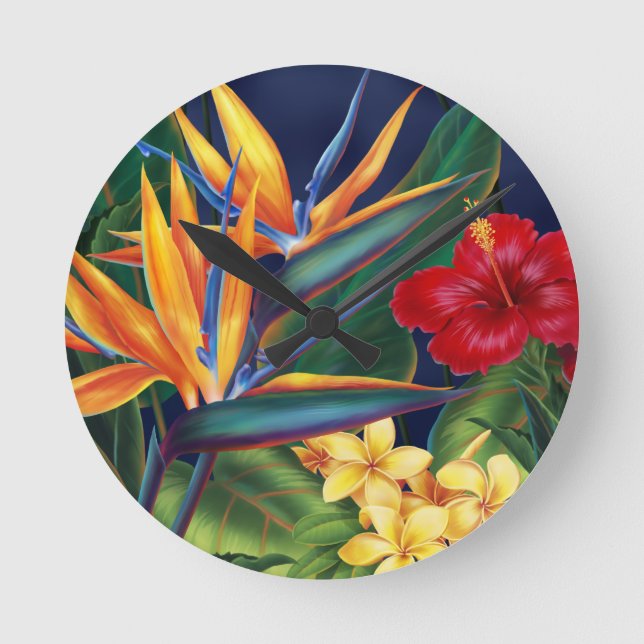 Tropical Paradise Hawaiian Wall Clocks (Front)