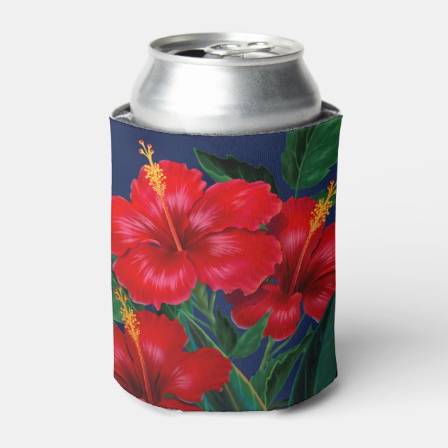 Tropical Paradise Hibiscus Hawaiian Can Cooler (Can Front)