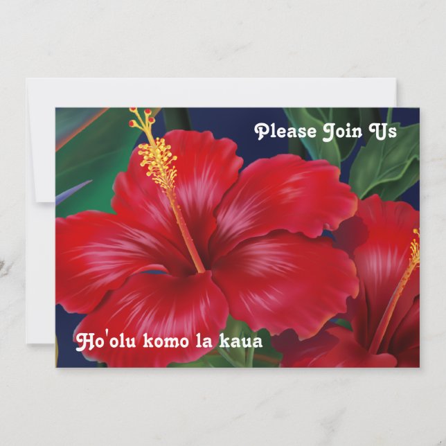 Tropical Paradise Hibiscus Luau Invitations (Front)
