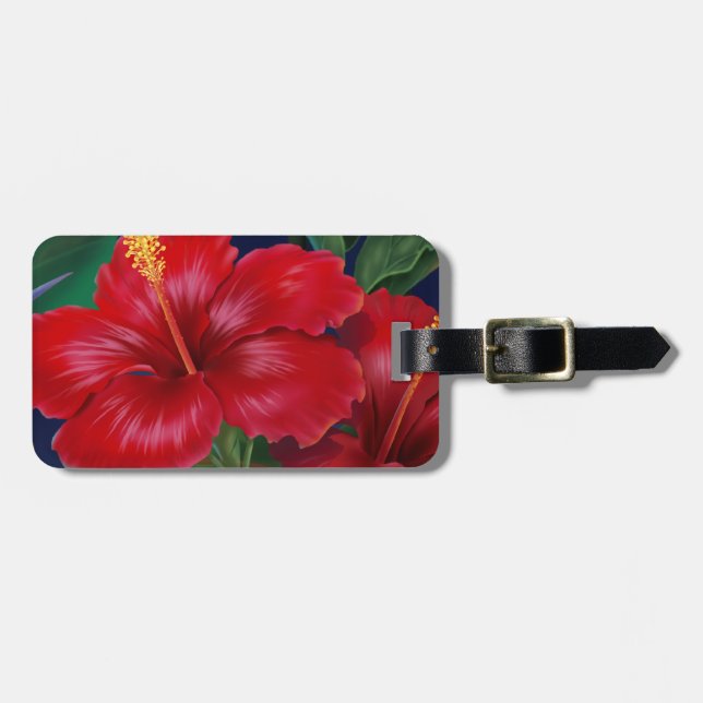Tropical Paradise Hibiscus Luggage Tags (Front Horizontal)