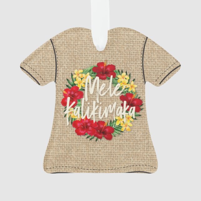 Tropical Paradise Holiday Wreath Aloha Shirt Ornament (Back)