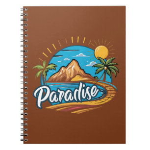 Tropical Paradise Island Logo Art Notebook