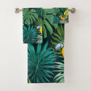 Tropical Paradise Jungle Pattern Bath Towel Set